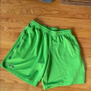 Bright green Under-armor workout shorts